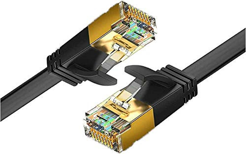 Reulin Ethernet Cable 10M Cat.7 Flat Lan Cable 10G For Wifi Extender, Modem Router, Internet Booster, Network Switch, RJ45 Plug Adapter, Ethernet Splitter, PS3-PS4 Pro, Laptop, Computer (10M)