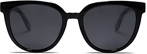 SOJOS Runde Polarisierte Sonnenbrille Damen Herren Klassische Retro Stil UV400 SJ2175 mit Schwarzer Rahmen/Graue Linse