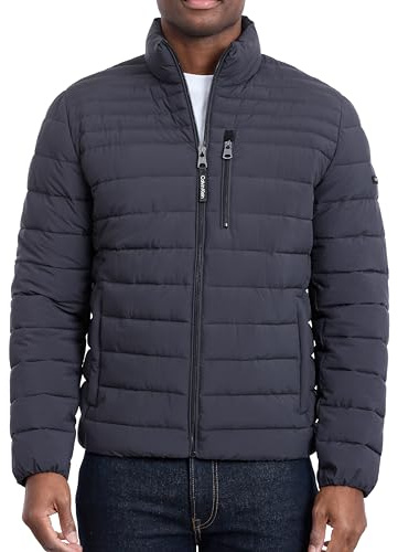 Calvin Klein Men's Classic Packable Down Jacket, Iron, Medium