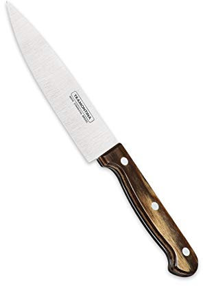 Tramontina 29810/246 - Cuchillo de cocina (20 cm, acero inoxidable, mango de madera, apto para lavavajillas), color marrón