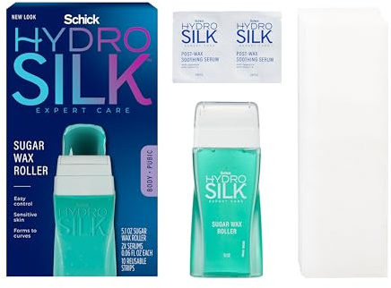 Schick Hydro Silk Sugar Wax Roller for Body + Pubic Hair Removal | Roll On Wax Kit for Body and Bikini Line Hair Removal