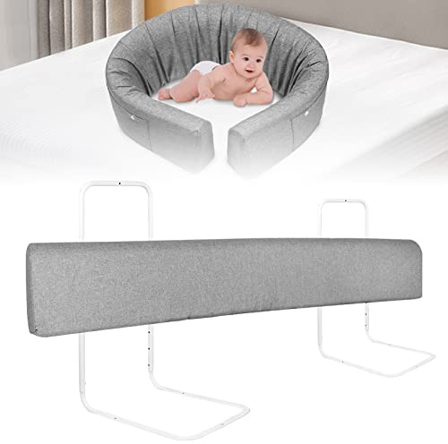 YARDIN Griglia di protezione per letto per bambini, protezione contro le cadute, per letti e letti (grigio, 100 cm)