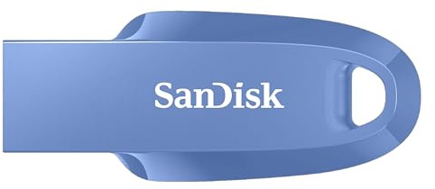 SanDisk Unidad Flash USB 3.2 Ultra Curve de 128 GB, Memoria USB de hasta 100 MB/s de Velocidad de Lectura, Software de recuperación de Datos RescuePRO, Bucle para Llavero, Azul Marino