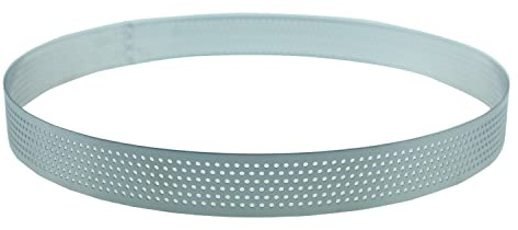 Keewah Round Perforated Tart Ring, 9, Stainless Steel
