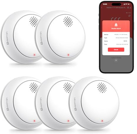 HEIMAN WLAN WiFi Rauchmelder mit App und Austauschbarer Batterie, 85dB Alarm Brandmelder mit Stummschalt-Taste, EN 14604 Standard,Smarter Feuermelder 85dB (5)