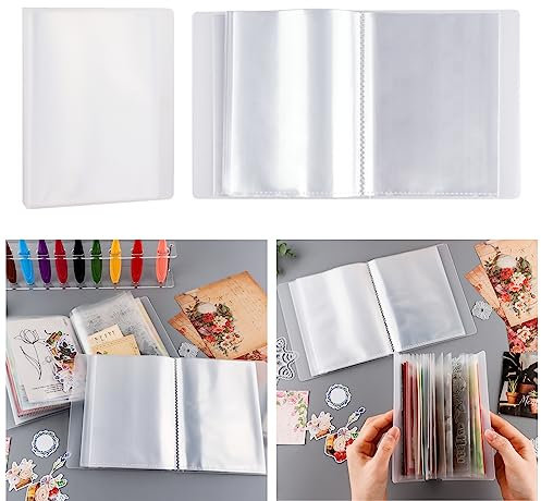 Briartw 2 Pieces A6 mini Album Storage-Clear Sticker Photo Storage Album-Stamp Cutting Dies Storage Book Organizer Folder Mini Storage Booklet with 40 Pages Hold Postcards Stickers Photo Die Cuts