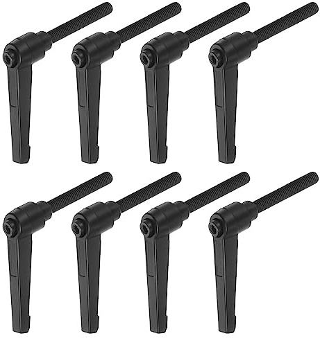 QUARKZMAN 8uds Ajustable Sujeción Palanca Manijas M8 x 60mm Macho Rosca Perno Perillas Giratorio Tornillo Bloqueo Rápida Liberación Trinquete Pulsador Botón Mango, Negro
