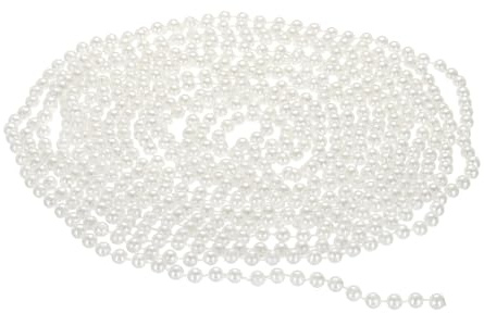 PATIKIL 6mm Faux Pearl Beads Garland, 16.4 Ft Pearl String Chain Roll for Craft Wedding Party Home Decorative Jewelry Making Christmas Tree, White