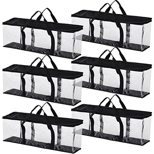 DaxXin Lot de 6 sacs de rangement pour DVD, CD, jeux vidéo, livres - Résistant à l'eau - En PVC transparent