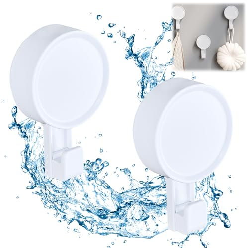 ADERTOS 2 PCS Gancho Ventosa Súper Fuerte, Gancho Ventosa Baño, Colgador Toalla Baño, Colgador Ventosa Sin Agujeros Carga 5KG, Colgador Ventosa para Toallas Cocina Pared Puerta Ropa