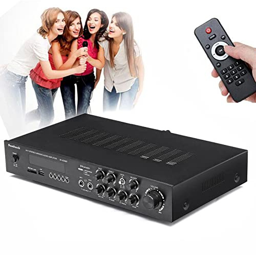 Audio Leistungs Stereoverstärker 5 Kanal Digital Hi-Fi Amplifiers Bluetooth Verstärker HiFi Stereo für Studio, Heimkino mit FM-Radio, MP3-/USB-/SD-Lesegeräten, LED-Anzeige, Fernbedienung