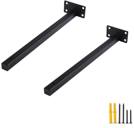 FEEIMOL 2 Pezzi Supporto per Mensole Galleggianti Acciaio Inossidabile Staffe per Mensola Pesanti Supporto Industriali Metallo Reggimensola per Scaffali Cucina Casa Nero 350mm