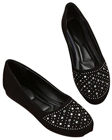 Womens Ballet Flats UK Sale Clearance, Rhinestones Work Flats Round Toe Slip on Office Shoes Ladies Comfortable Loafers Casual Wear with Arch Support Closed Toe Ballerina Pumps Driving Shoes