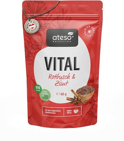 ATESO - DETOX YOUR FEELINGS - BIO Kräutertee mit Rotbusch, Zimt, Brennessel, Löwenzahn und Ingwer - Ohne Koffein - Ohne Zusätze - lose 60g