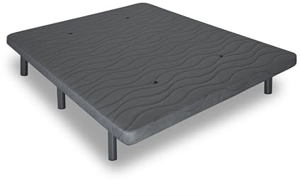 Matnature | Base Tapizada 3D l Estructura Estable Madera | Bastidor Metálico Super Resistente | Transpirable Aireadores Sistema FreshAir | Altura Base + Patas +/- 30 cm (Gris, 150 x 200 cm)