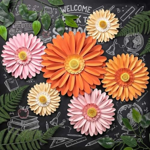 EASY JOY 6PCS Daisy Paper Flower Wall Decoration | Artificial Tissue Flowers Backdrop for Back to School Classroom Decor Autumn Party Baby Shower Wedding Tea Party Supplies