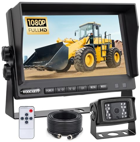 WOOCARTY 7-inch AHD1080P Wired RV Backup Camera System, IP69k Waterproof IR Night Vision Reversing Camera, Vibration-Proof 20G for Trailer/Tractors/Truck/Excavator/Skid Steer/Heavy Equipment, WY7
