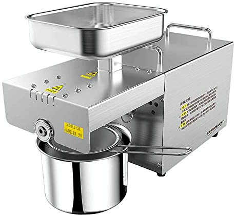 MFRELMNZG Pressa per Olio Automatica da 600 W, Piccola pressa per Olio in Acciaio Inox, dissipazione Rapida del Calore, tramoggia Rotonda, 18 x 44,5 x 31,5 cm, macinacaffè