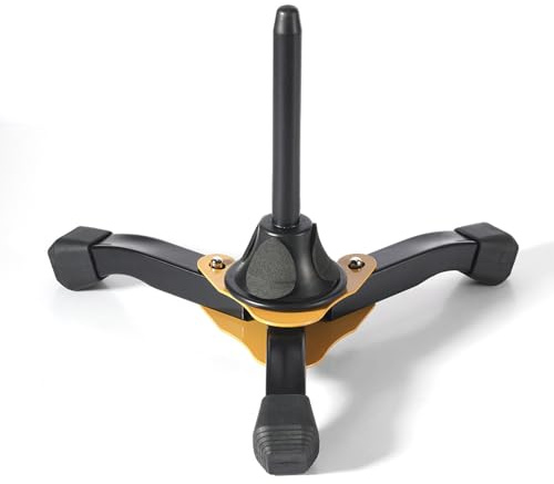 Drfeify Foldable Tripod Stand, Piccolo Stand, Nonslip Lightweight Holder for Clarinet Flute Oboe Wind Instrument (Yellow)