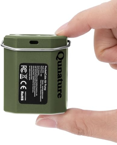 Qunature Mini luftpump, 4,2 kPa 300 l/min luftflöde, 45 g ultralätt med USB-snabbladdning, 3 lägesbelysning, bärbar elektrisk luftpump med 5 munstycken för luftmadrass, simring, camping