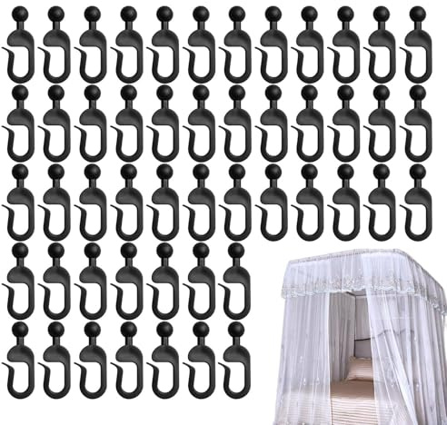 Ganchos para cenador – Paquete de 50, Inoxidable, Colgador para Cortinas de pérgola | Perfectamente Ideal para Uso en Interiores y Exteriores, en la Pared del Dormitorio del Patio.