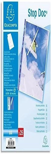 Exacompta 5875E 25er Pack PP-Kunststoff Prospekthüllen Standard. Für DIN A4 transparent glasklar oben und seitlich offen Klarsichtfolie Klarsichthülle ideal für Ordner Ringbücher und Hefter