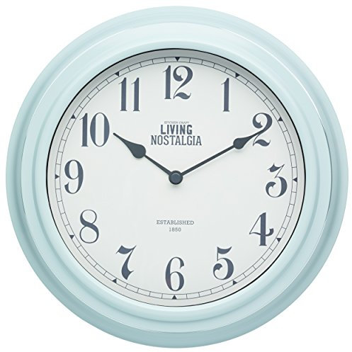 KitchenCraft Analoge Wanduhr, Küchenuhr, Runde Uhr für den Innenbereich, Living Nostalgia Design Collection, Blau, 25,5 cm, 1 Uhr