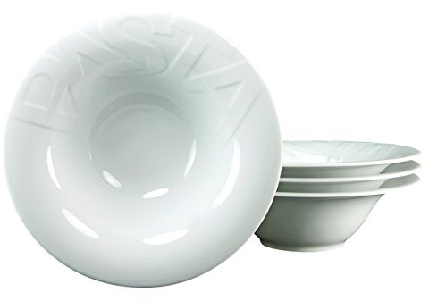 Creatable, 16691, Serie GOURMET, 4-teiliges Geschirrset für 4 Personen, Pastateller aus Porzellan, spülmaschinen- und mikrowellengeeignet, Made in Europe