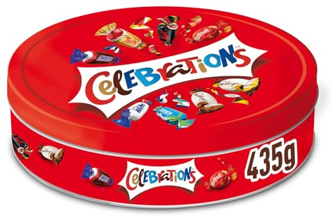 CELEBRATIONS - Boîte Cadeau en Métal - Assortiment de Chocolats au Lait à Partager - Coffret Noël - Chocolats à Offrir - SNICKERS, TWIX, MARS, MALTESERS, BOUNTY et autres - 435g