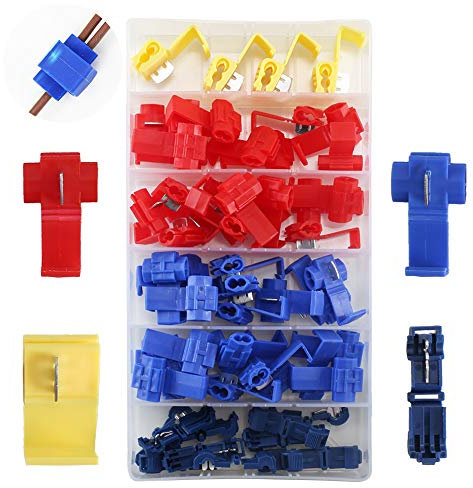 HO2NLE 65pcs Scotch Lock Connectors Scotch Locks Quick Splice Connector Terminals T-Tap Car Electrical Connectors Branch Crimp Connectors Set for Motorcycle Automotive 3 Size Red Blue Yellow