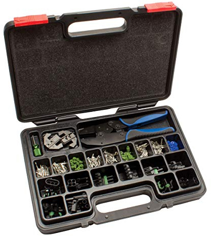 Eastwood Crimp-Right Weather-Tight Connector Crimping Kit Ferrule Crimper Plier Wire Stripper & Connectors Terminal Crimp Tool Kit Crimper Plier Wire Terminal Wiring Projects Electrical Repairs