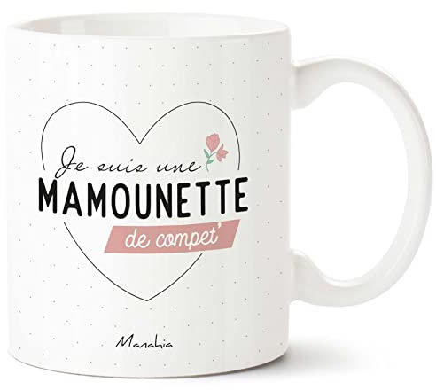 Manahia Mug Cadeau Maman Tasse Personnalisée - Je suis une Mamounette de compet' - Avec Boite Kraft - 330 mL, Céramique - Imprimé en France - Future Maman - Noël, Anniversaire - Fête Des Mères