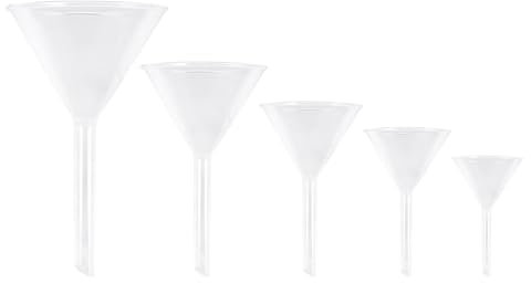 iplusmile 5Pcs Glas Trichter Set Dreieckiger Labor Trichter Mit Langem Stiel Für Präzises Umfüllen Von Flüssigkeiten Und Pulvern in Kleine Flaschen Chemische Experimente & Haushalt