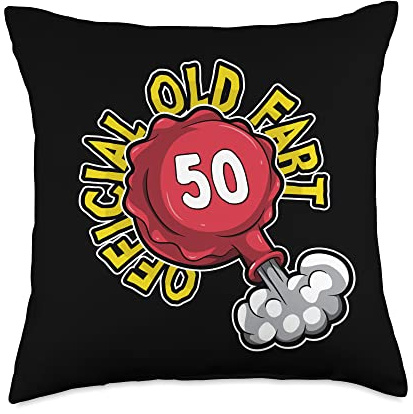 50th Birthday Official Old Fart Funny Red Whopee Cushion Throw Pillow
