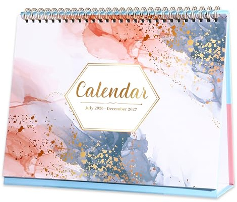 2026 Desk Calendar - 12 Months Desk Calendar 2026, January - December, 9.8'' x 8.3'', Standing Flip Desktop Calendars with 4 More Months Reference Calendars
