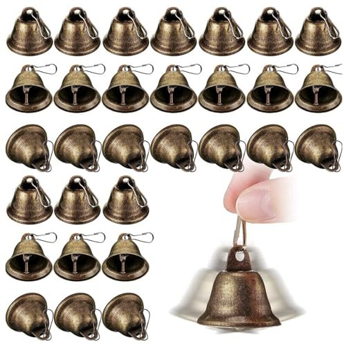 Glöckchen zum Basteln, 20 Stück Vintage Glöckchen mit Karabinerhaken, Schön Kupfer Glocken, Goldene Glocke zum Basteln, Weihnachts Glocken, zum Basteln, Windspiele, Hundetraining (Bronze)