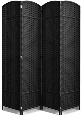 Sorbus 4 Panel Room Divider 6 ft. Tall - Privacy Screen, Extra Wide Double Hinged Panels, Mesh Hand-Woven Design, Partition Room Dividers and Folding Privacy Screens, Wall Divider for Room Separation