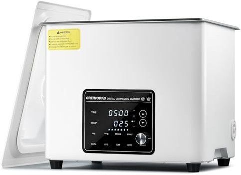 CREWORKS Ultraschallreinigungsgerät Leise 10L 240W Professioneller Ultraschallreiniger Edelstahl mit Heizung Timer Entgasungsmodus, 7 Oszillationsstufen, 3 Modi für Zahnprothesen Schmuck Brillen Uhren