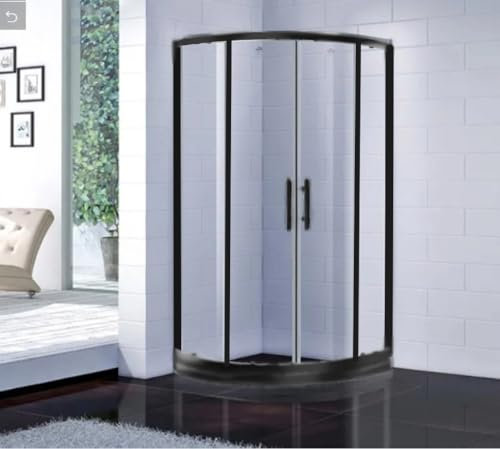 Quadrant Shower Enclosure Black 900 mm Walk in Corner Cubicle (900mm Quadrant Black)