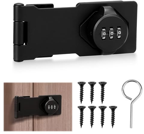 Cabinet Combination Lock, Zinc Alloy Password Reel Lock for Filing Cabinets, Small Doors, Drawers - No Key Required, Anti-Theft, Keep Safe - Black