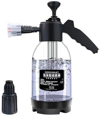 Snow Foam Pump Sprayer, 2L Car Foam Sprayer, Car Washing Kit Snow Foam Sprayer Snow Foam Pump Sprayer Kit, 2 Types of Nozzle High/Air Pressure Washer for Window Cleaning Car Washing (Transparent)