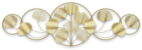 QHENS Decorazioni da Parete in Metallo 3D Ginkgo, Moderno, 128x43 cm