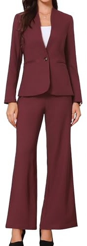 Allegra K Pants Suits for Women Dressy Office Collarless Blazer Pant Set
