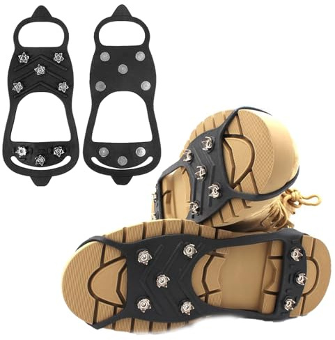 LIUYIDM Spikes für Schuhe Winter Spikes Schuhe Schuhkrallen mit 8 Zähne 36-42, Anti Rutsch Schuhkralle mit Edelstahl Spikes, für Wandern, Schnee-und Eiswanderungen (Schwarz)