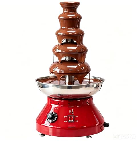 LFHWHKJ Máquina de Fuente de Chocolate, Modelo de Grifo, máquina de Cascada de Chocolate, Calentador de Fuente de Fondue de Chocolate de Acero Inoxidable con Piezas Desmontables(Red)
