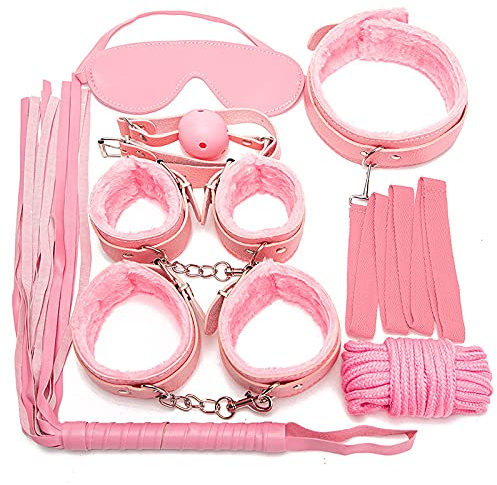 2026 Play Adult Games Indoors 7 Pcs Set Adult Tools for Couples with Adjustable Handcuffs Ankle Cuff Thigh Cuffs Blindfold Cross Strap Waist Strap