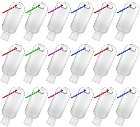 Veemoon Botellas de Viaje Rellenables 50 Ml 18 Piezas con Gancho, Botellas Vacías a Prueba de Fugas para Loción y Gel, Envases Transparentes para Higiene Personal y Artículos de Tocador