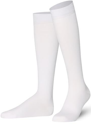 MySocks Plaine Genou chaussettes,Blanc,36-41 (étiquette 4-7)