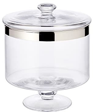 EDZARD Bonboniere mit Fuß Erik, mundgeblasenes Kristallglas mit edlem Platinrand, Höhe 19 cm, Durchmesser 15 cm, inkl. abnehmbarem Deckel