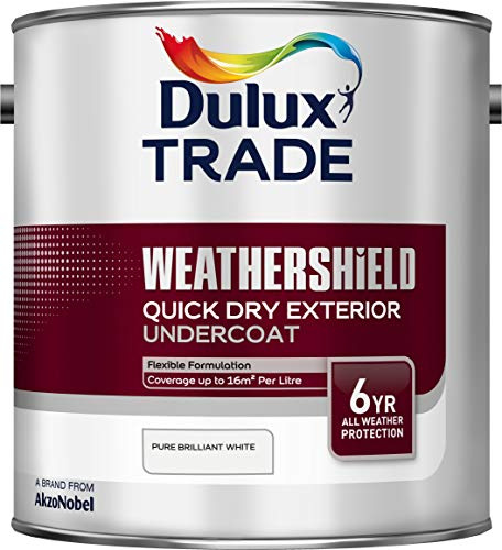 Dulux Trade Weathershield Quick Drying Exterior Undercoat Pure Brilliant White 2.5 Litre